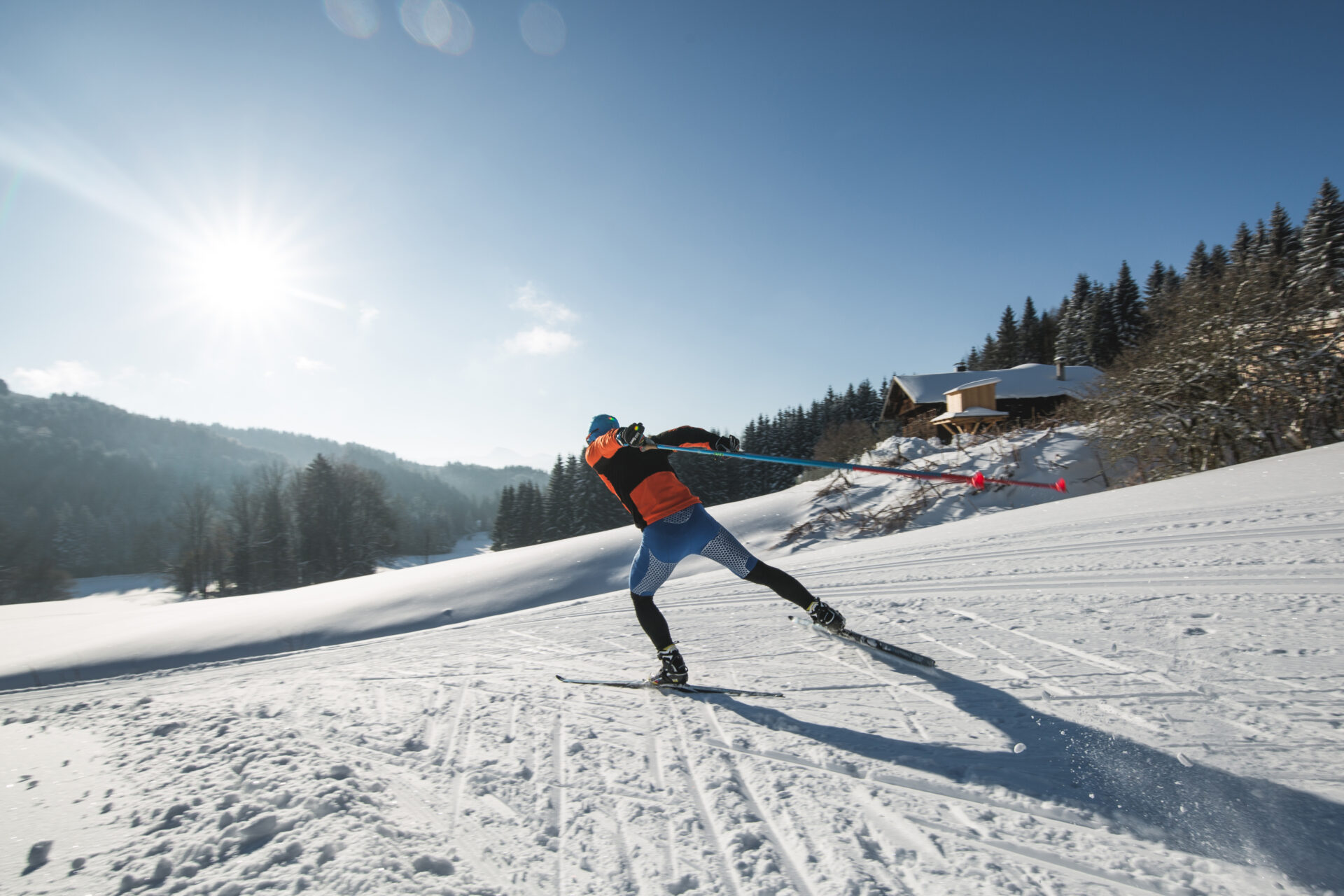 Cross country skiing in winter vacation in Flachau